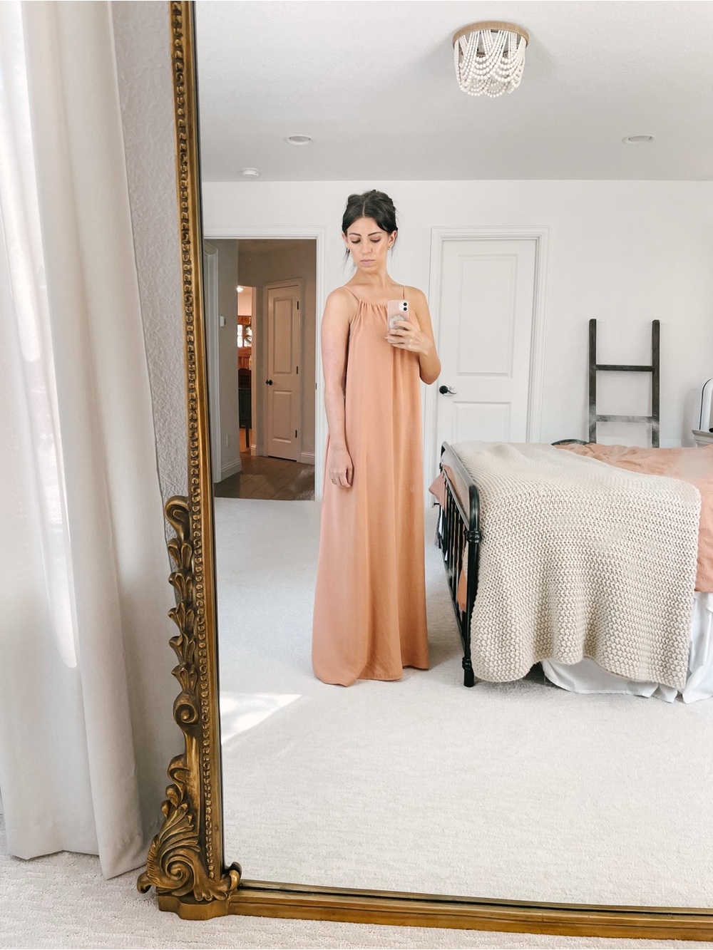 Open Low-back Spaghetti-Strap Terracotta Maxi Dress - Picture 7 of 8